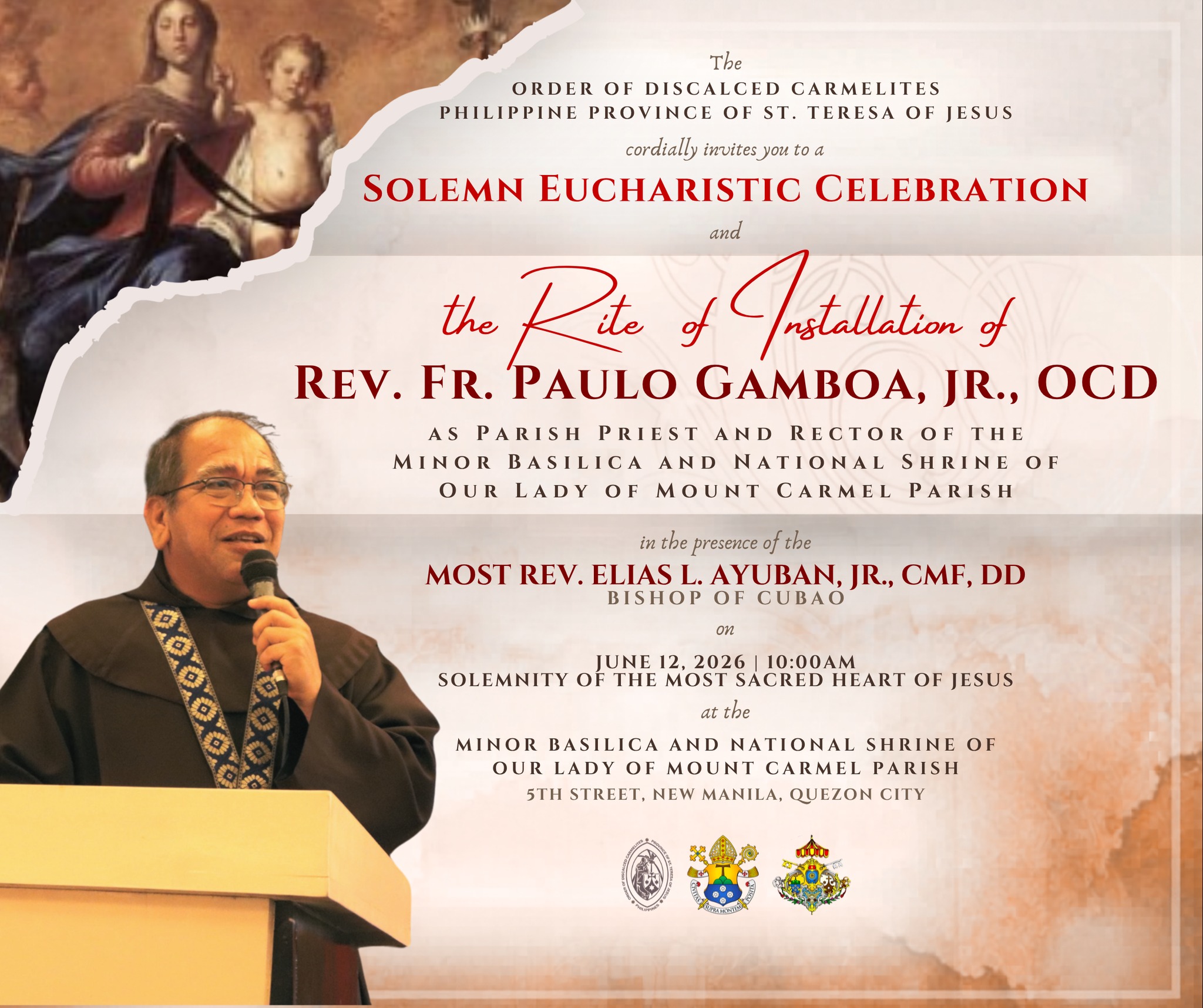 You are currently viewing 𝐏𝐑𝐎𝐕𝐈𝐍𝐂𝐈𝐀𝐋 𝐀𝐍𝐍𝐎𝐔𝐍𝐂𝐄𝐌𝐄𝐍𝐓 | Appointment and Installation of the Parish Priest and Rector of the Minor Basilica and National Shrine of Our Lady of Mount Carmel Parish